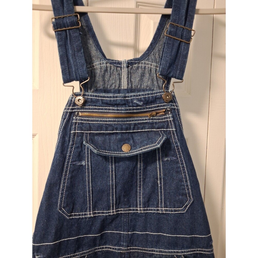 REAL WORK Bib Overalls Size 30W X 30L Blue Denim Workwear Carpenter Jeans Pants
